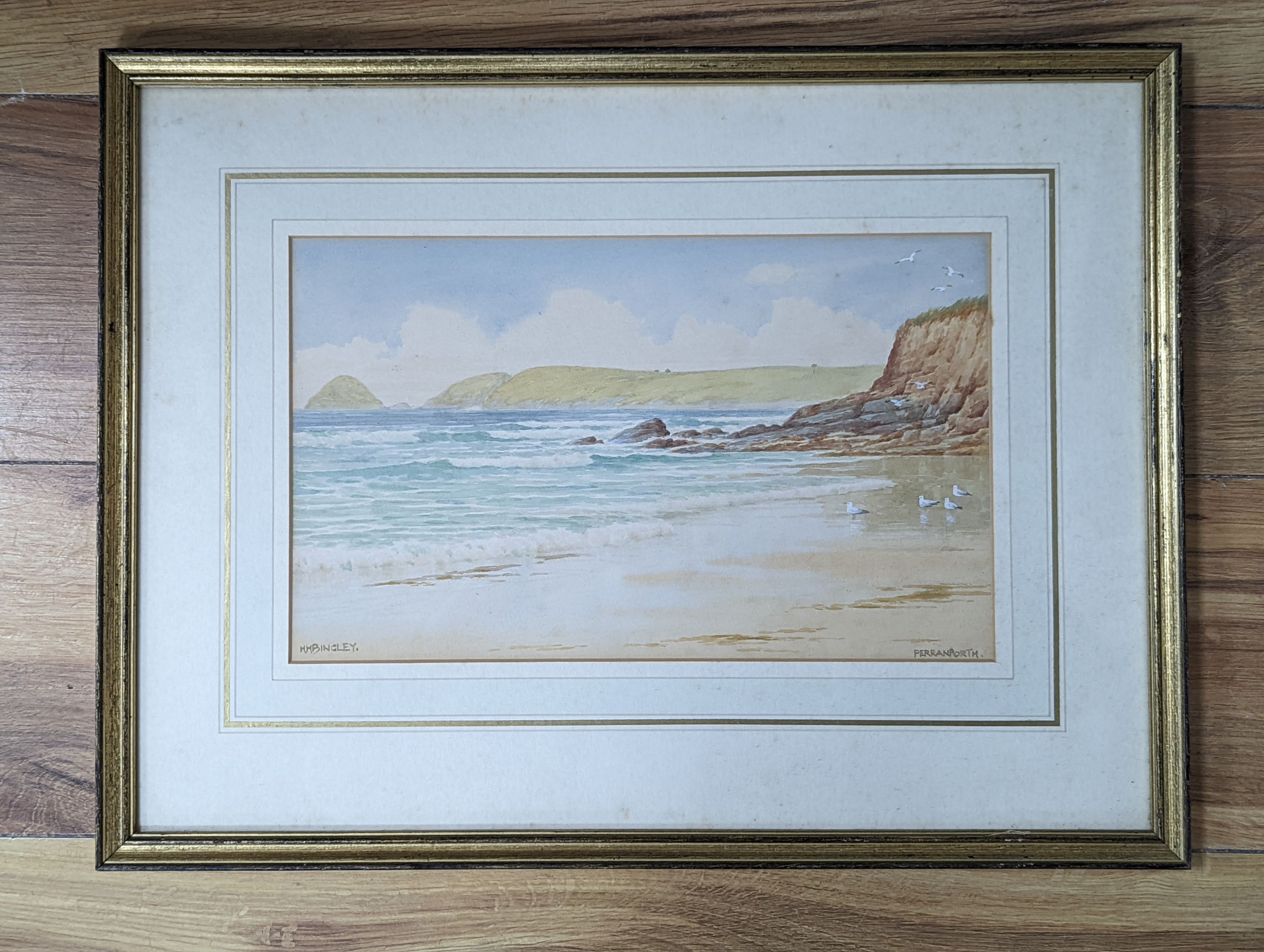 Herbert Harding Bingley (1887-1972), watercolour, Perranporth, signed, 18 x 30cm